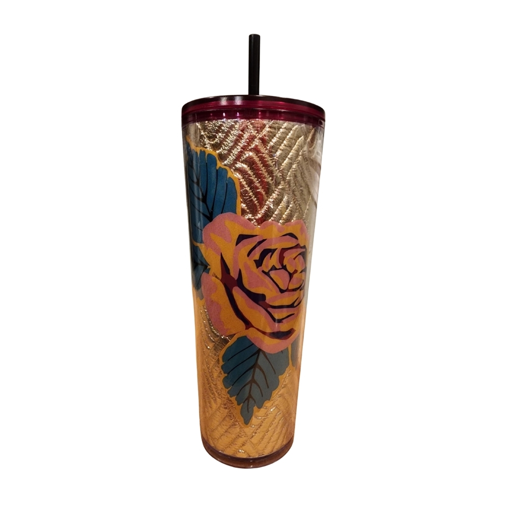 Starbucks Limited Edition Fall 2020 Gold Quilted Rose 24oz Tumbler NWT
